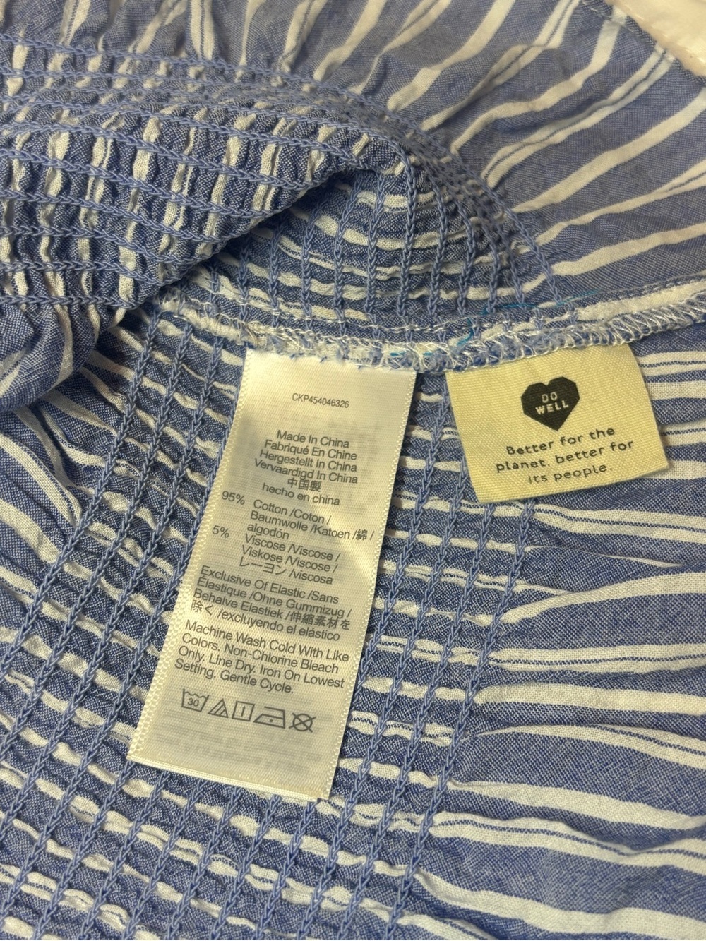 Madewell Stripped Flutter Sleeve Light Blue & White Smock Top, size M - Picture 8 of 9